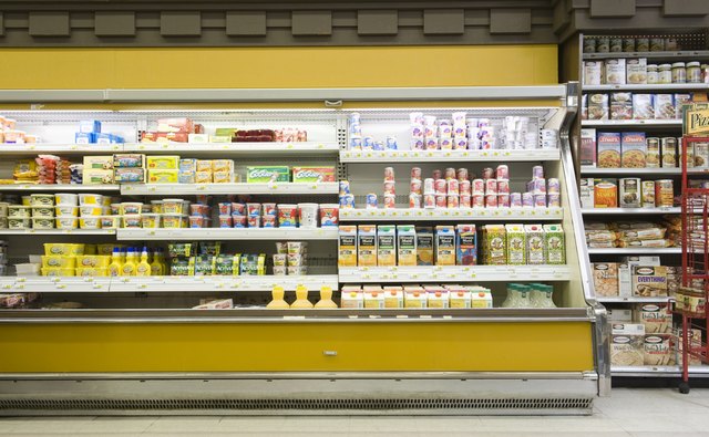 Fridge counter in supermarket