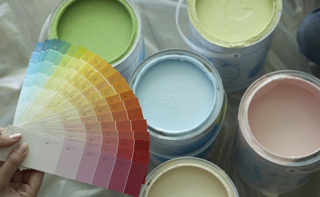 Paint swatches and paint cans