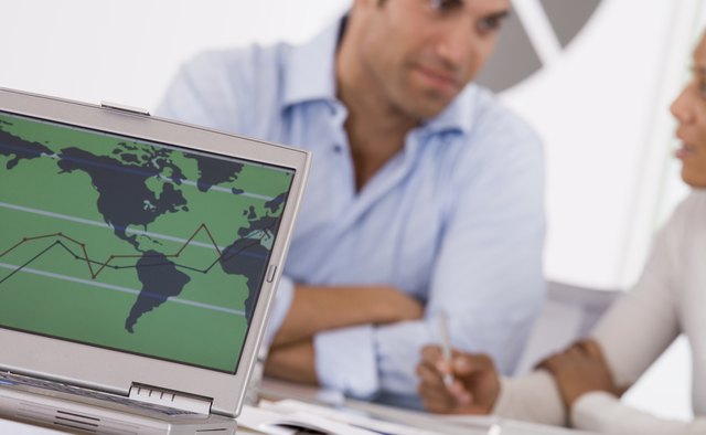 Laptop with international map