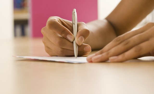 Hand writing on envelope