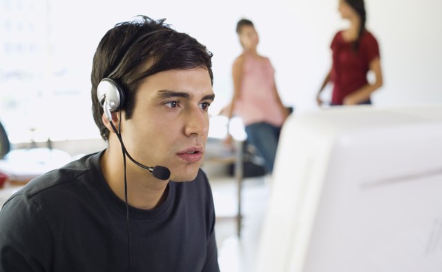 Businessman wearing headset