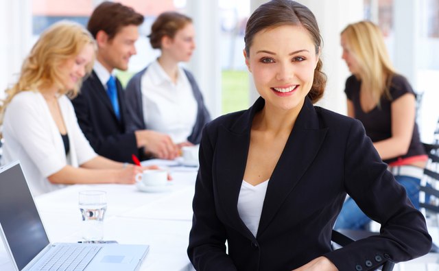 Female executive smiling