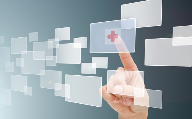 Finger choosing hospital symbol from menu