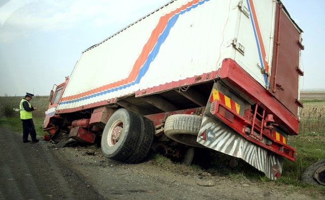 Accident with a truck on the road