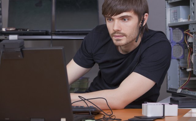 male programmer with headset