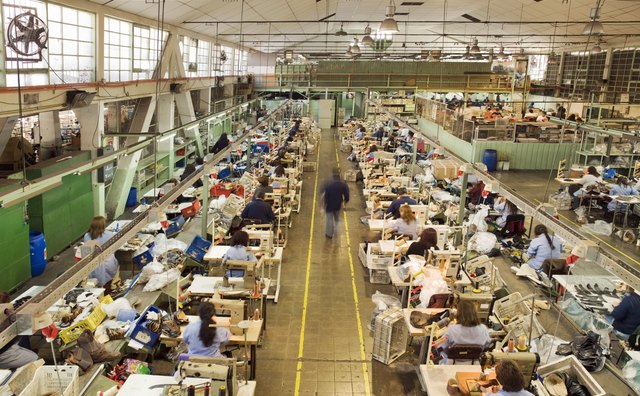 People working in a shoe factory