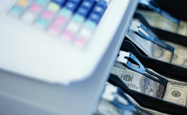 close-up of a cash register in a store