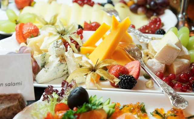Cheese, fish and fruits in expensive hotel