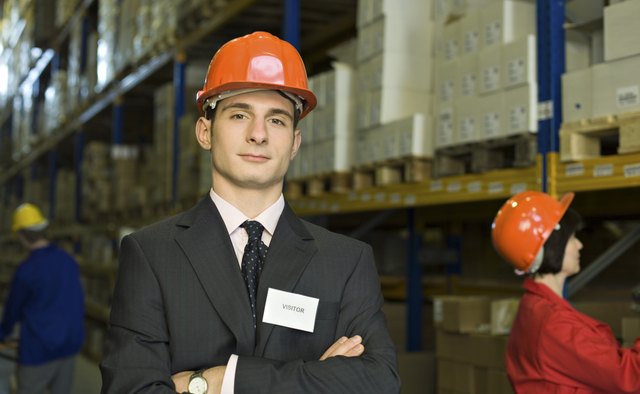 Visitor in warehouse