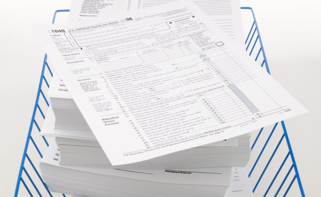 Tax forms in a basket