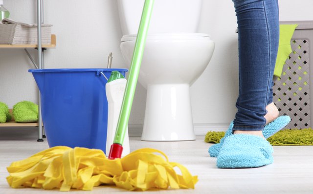 Cleaning floor in room close-up