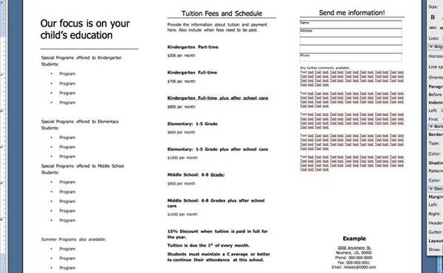 pamphlet on microsoft word