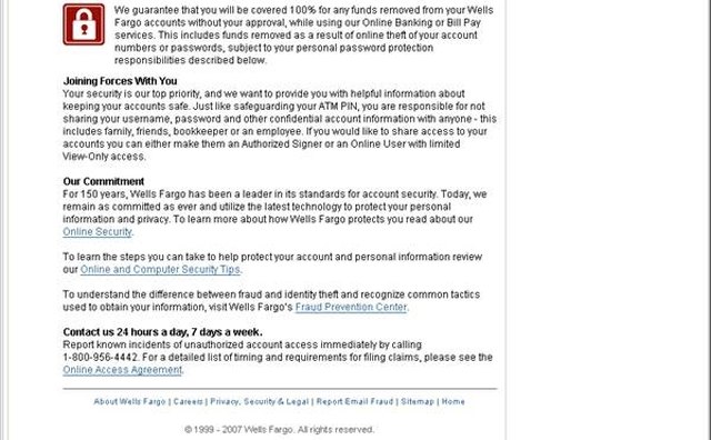 Wells Fargo online security guarantee