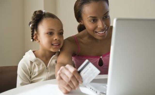 Mother and daughter shopping online