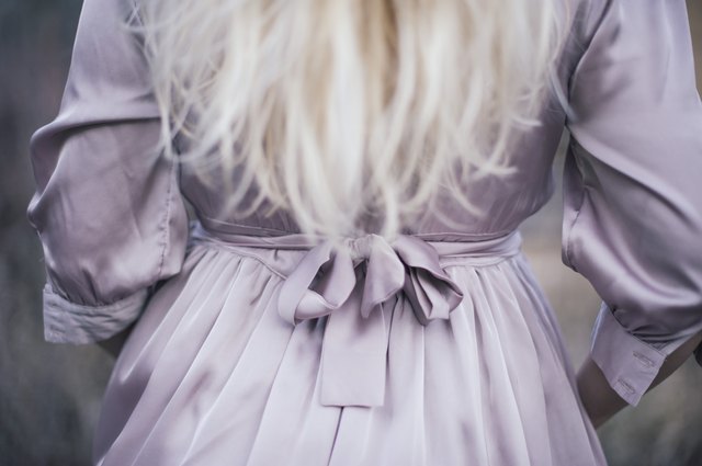 lavender dress with silver shoes