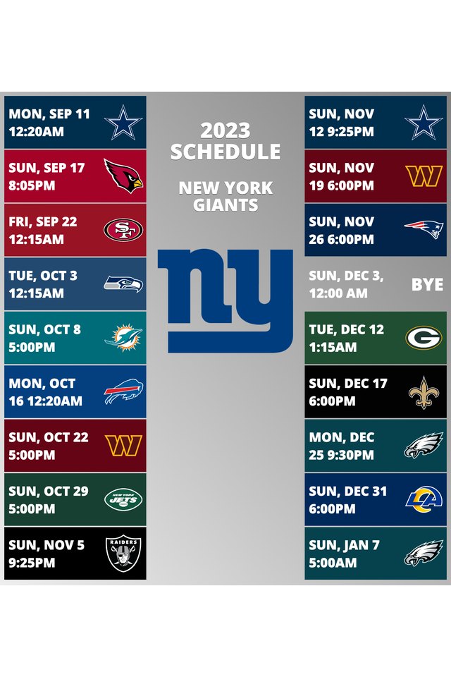 Ny Giants 2024 Schedule Football Casey Cynthea
