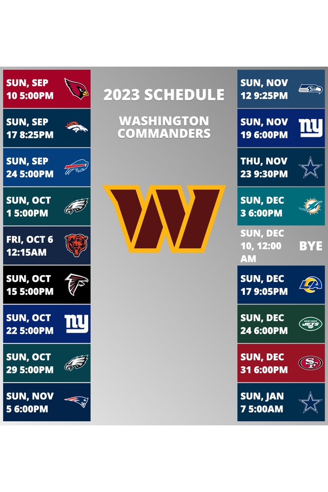 Washington commanders schedule for 2023 nfl season