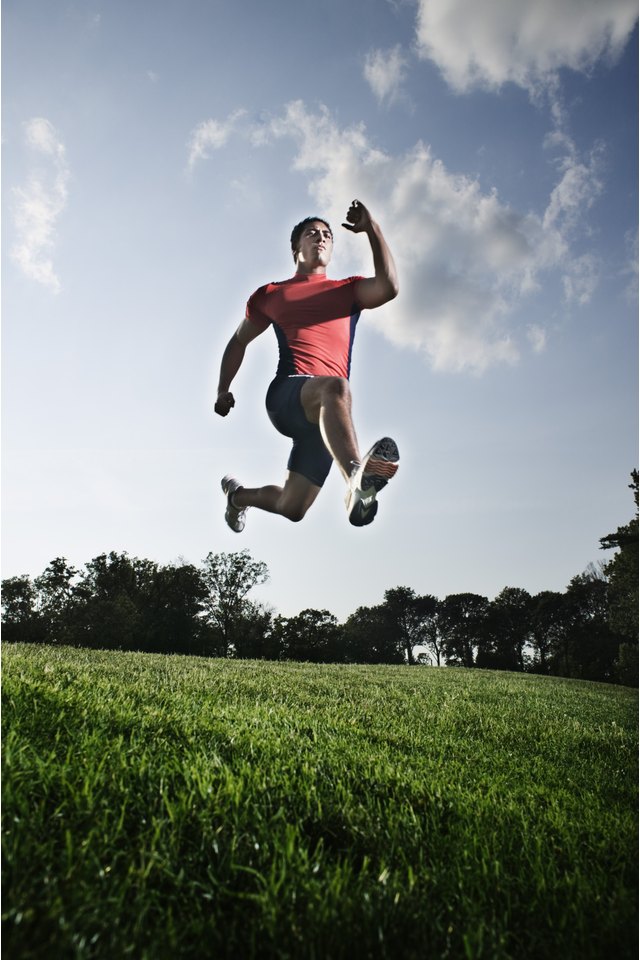 Man jumping in field