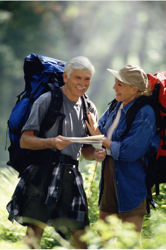 Couple backpacking