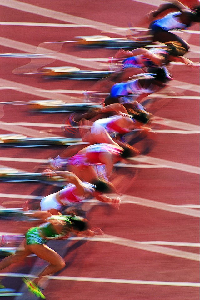 Women Athletes Starting to Run a Race