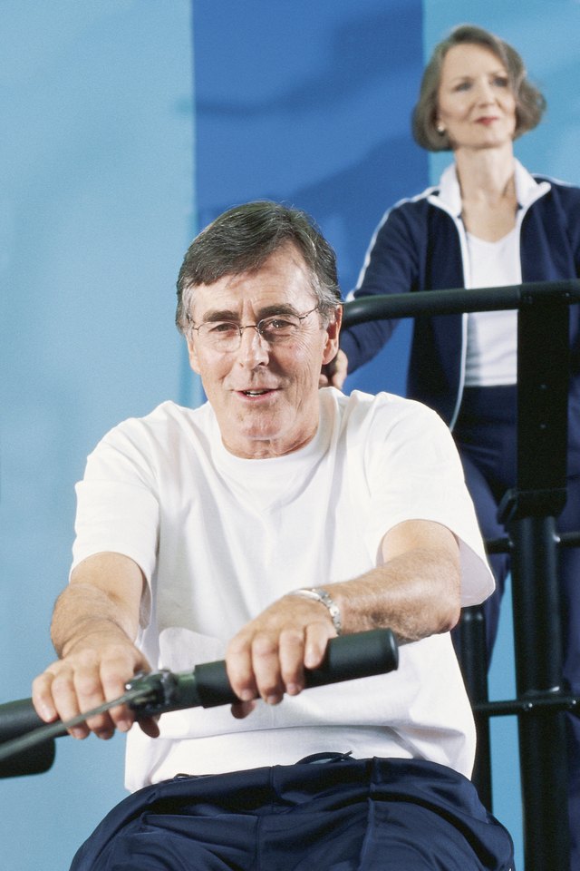 Man exercising on exercise machine