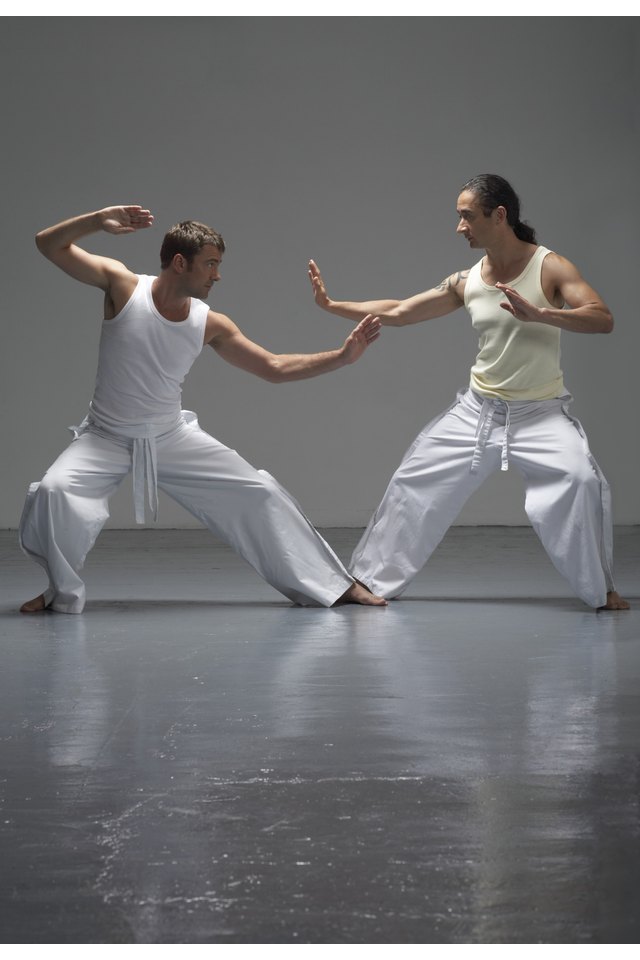 Two men practicing martial arts