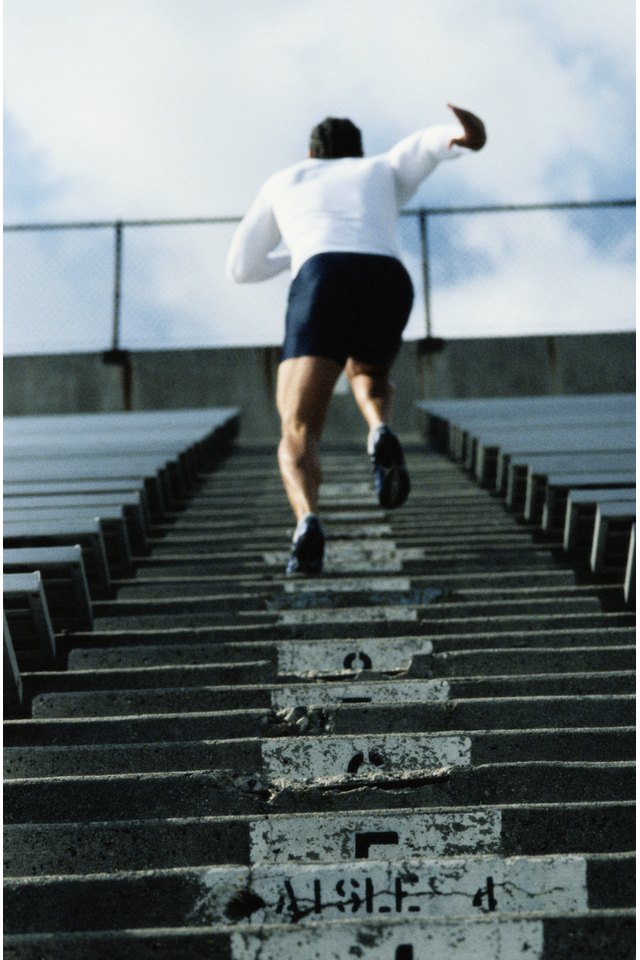 Young Man Running Up Stairs