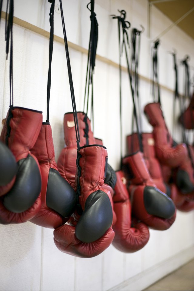 Boxing gloves hanging