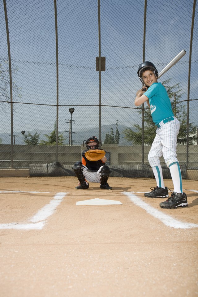 Little league player up to bat