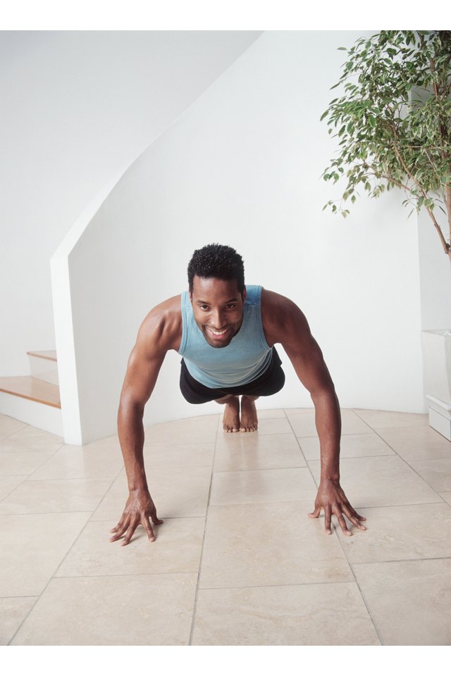 Man doing push-ups at home