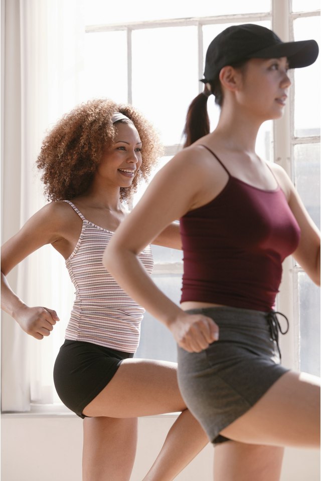 Two women in exercise class