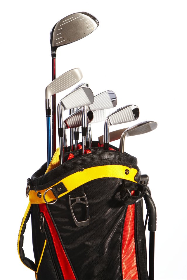 Bag with collection of golf clubs