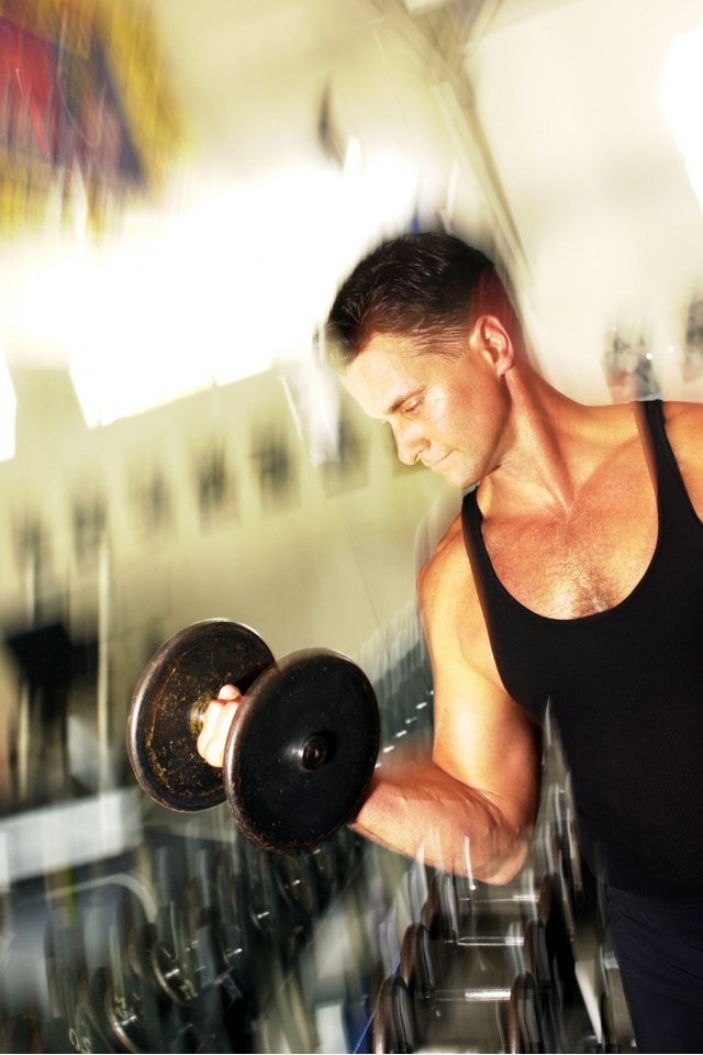 Man exercising with barbell