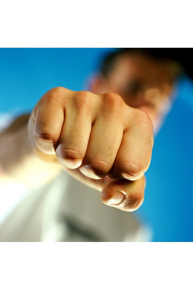 Young man showing his fist