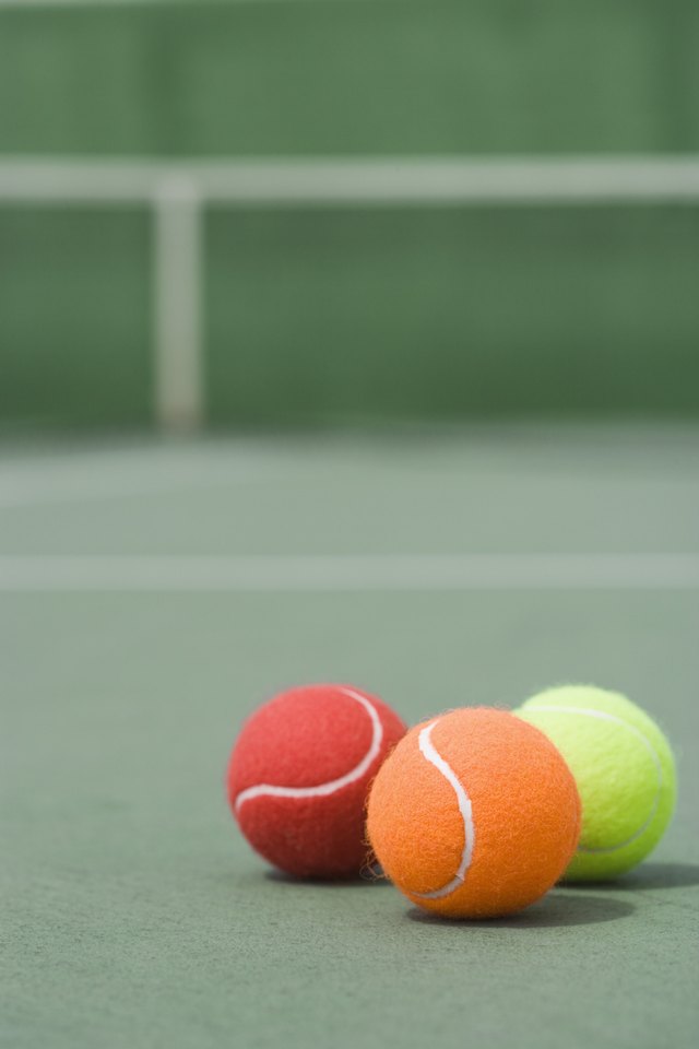 Tennis balls on tennis court