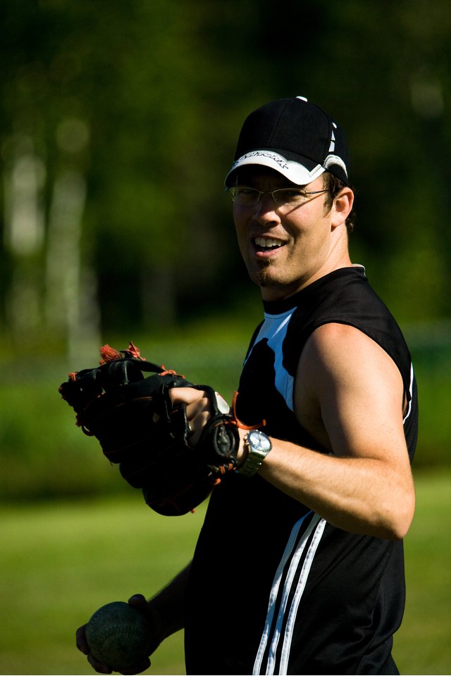 Man playing game of softball