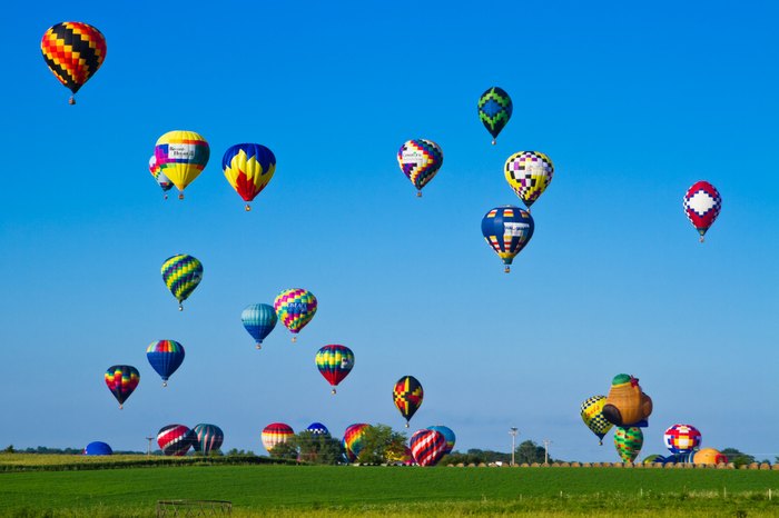 In the summer, hot air balloons can be seen for miles.