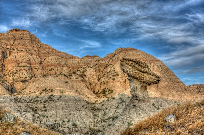Balancing rock at Badlands National Park