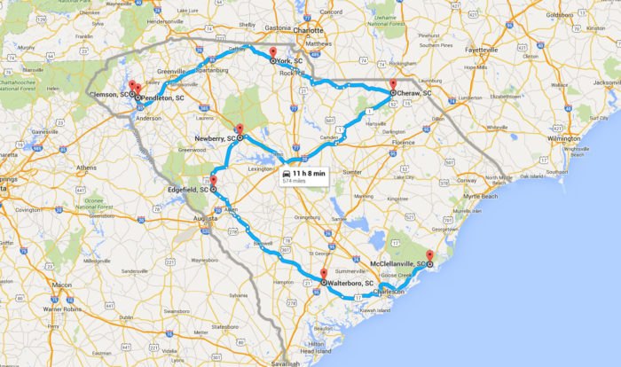 road trip from texas to south carolina