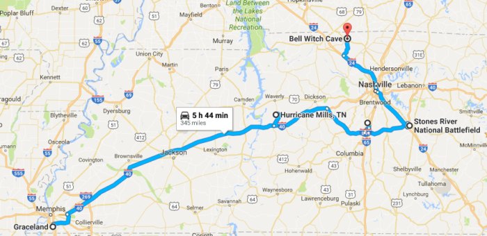 https://www.google.com/maps/dir/Graceland,+Elvis+Presley+Blvd,+Memphis,+TN+38116/Hurricane+Mills,+TN/Carnton+Plantation,+Eastern+Flank+Circle,+Franklin,+TN/Stones+River+National+Battlefield,+Old+Nashville+Highway,+Murfreesboro,+TN/Bell+Witch+Cave,+Keysburg+Road,+Adams,+TN/@35.813987,-89.3494814,8z/data=!3m1!4b1!4m32!4m31!1m5!1m1!1s0x87d57d31cebd7225:0xfd48f1ff0c23cb11!2m2!1d-90.0260493!2d35.0476912!1m5!1m1!1s0x887b5eae1d1c7275:0xe914077406101bd1!2m2!1d-87.781969!2d35.9711736!1m5!1m1!1s0x88647fa78518fce7:0x5c15b9ccc785d1cd!2m2!1d-86.858289!2d35.903931!1m5!1m1!1s0x88640804a3c33125:0xd7a7012ead39e11!2m2!1d-86.4348155!2d35.8805236!1m5!1m1!1s0x886502b49dfd4983:0x336a1709d1e2e6b0!2m2!1d-87.06073!2d36.5907484!3e0