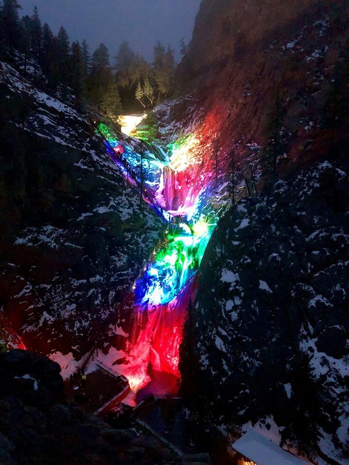 Seven Falls Are The Best Christmas Lights In Colorado