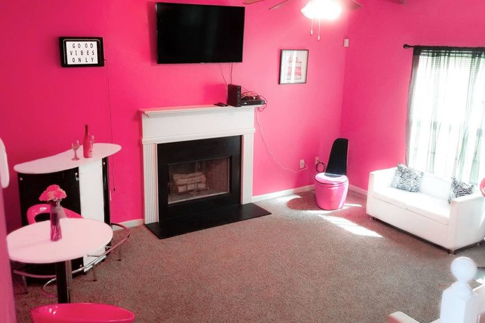 Lexica - Inside, indoor, Interior of light pink barbie dreamhouse mansion  ,bright, high resolution, in frame, full profile ,full frame, hd, 4k, high