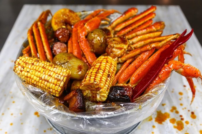 The Sauce Boiling Seafood Express makes quick-service bagged