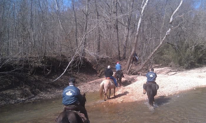 people on horseback on Godwin Trail in Illinois