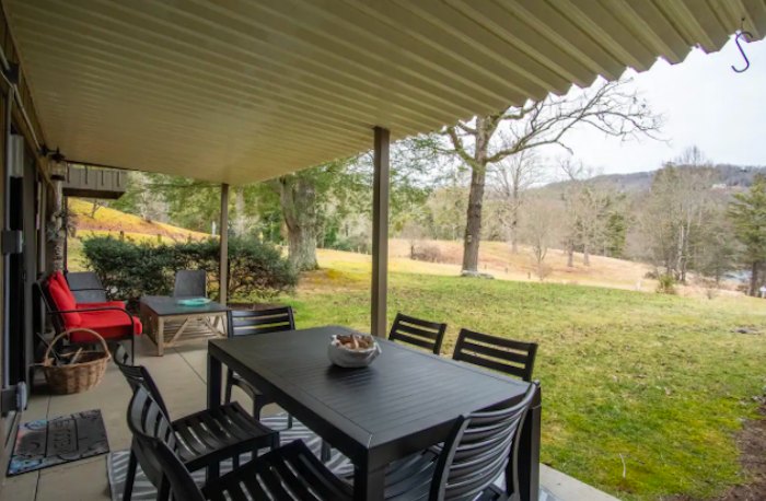 outside seating at waterfront North Carolina condo
