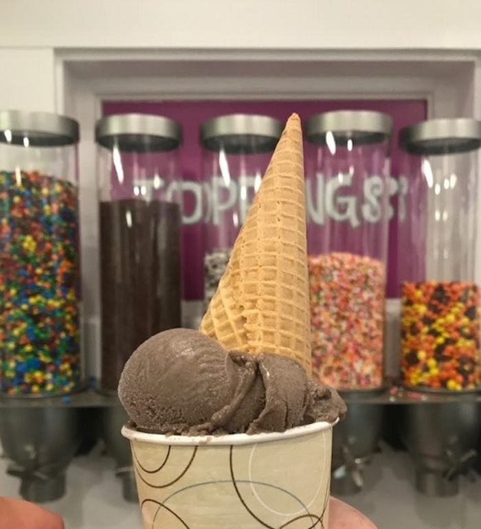 a yummy cone at The Inside Scoop in Rhode Island
