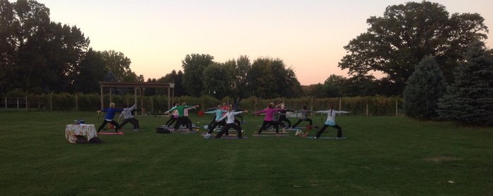 outdoor yoga at Majestic Oak Winery in Ohio