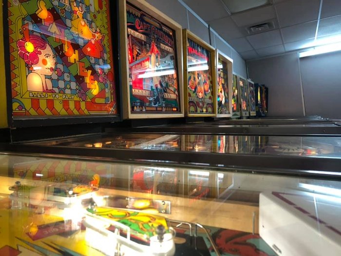 Garden City, ID's Ugly Gold Couch features dozens of pinball machines