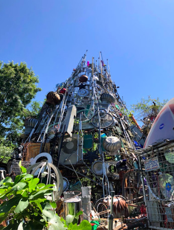 looking up at cathedral of junk