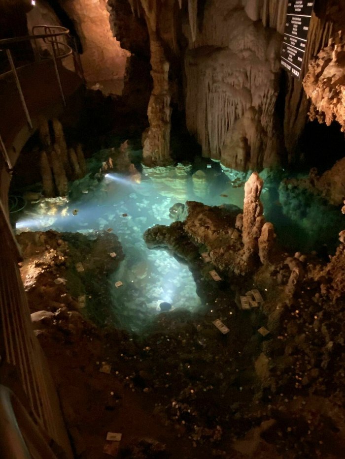 the blue water of Luray Caverns in Virginia